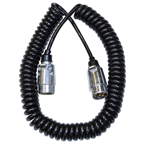 7-pin metal male sockets 2.5 m x 2 spiral extender - C.P 60  2,5 m x 2 prises mâle métalliques 7 broches - CP 60