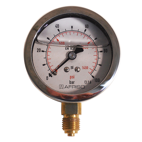 Manometer 0-100 bar - lateral connection  bars - prise latérale