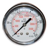 Cylindrical 1/4 axial manometer 63 mm 0 to 250 bar - C.P 60  1/4