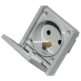 2P recessed socket + t with grey valve  2P + T avec clapet grise